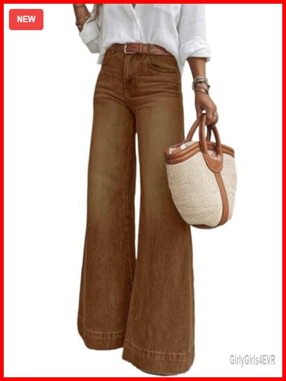 High Waisted Flare Wide Leg Stretchy Denim Jeans with Pockets